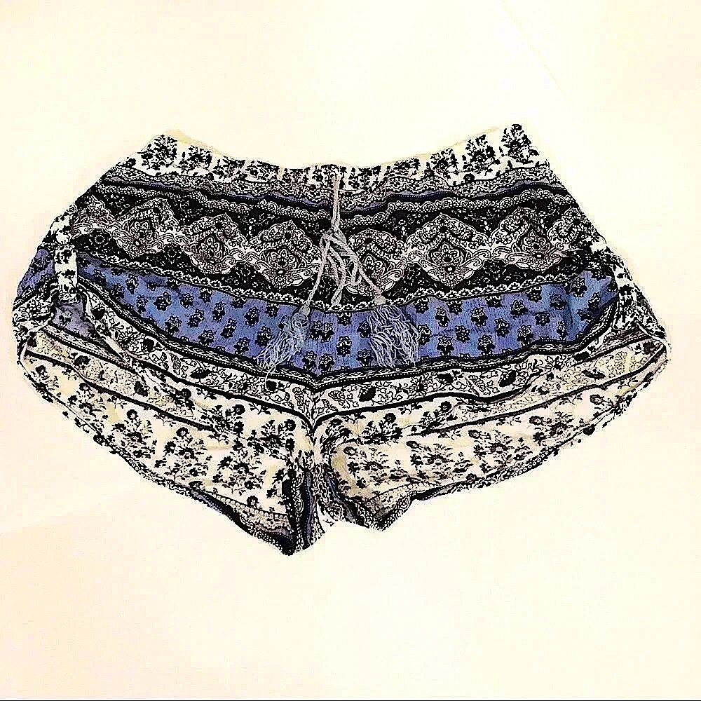 Women’s Blue Flowy Boho Beach Shorts